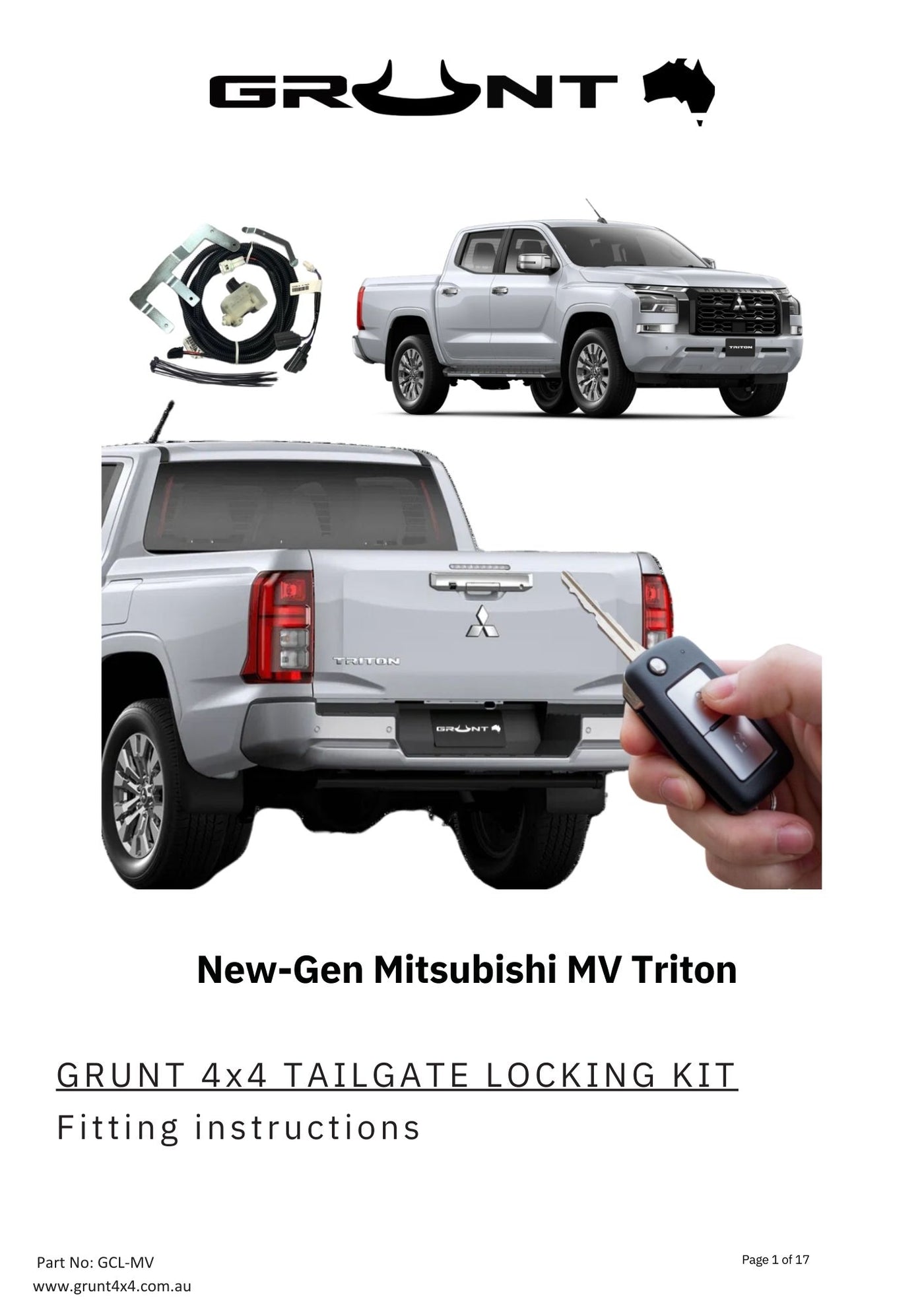 Grunt 4x4 Tailgate Central Locking Kit for Mitsubishi Triton MV 2023 - 2025